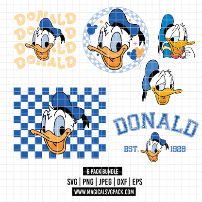 COD2180 - Donald dtf full color pack bundle, Disney Classics clipart Svg, Png, Eps, Dxf, Jpeg, vector.