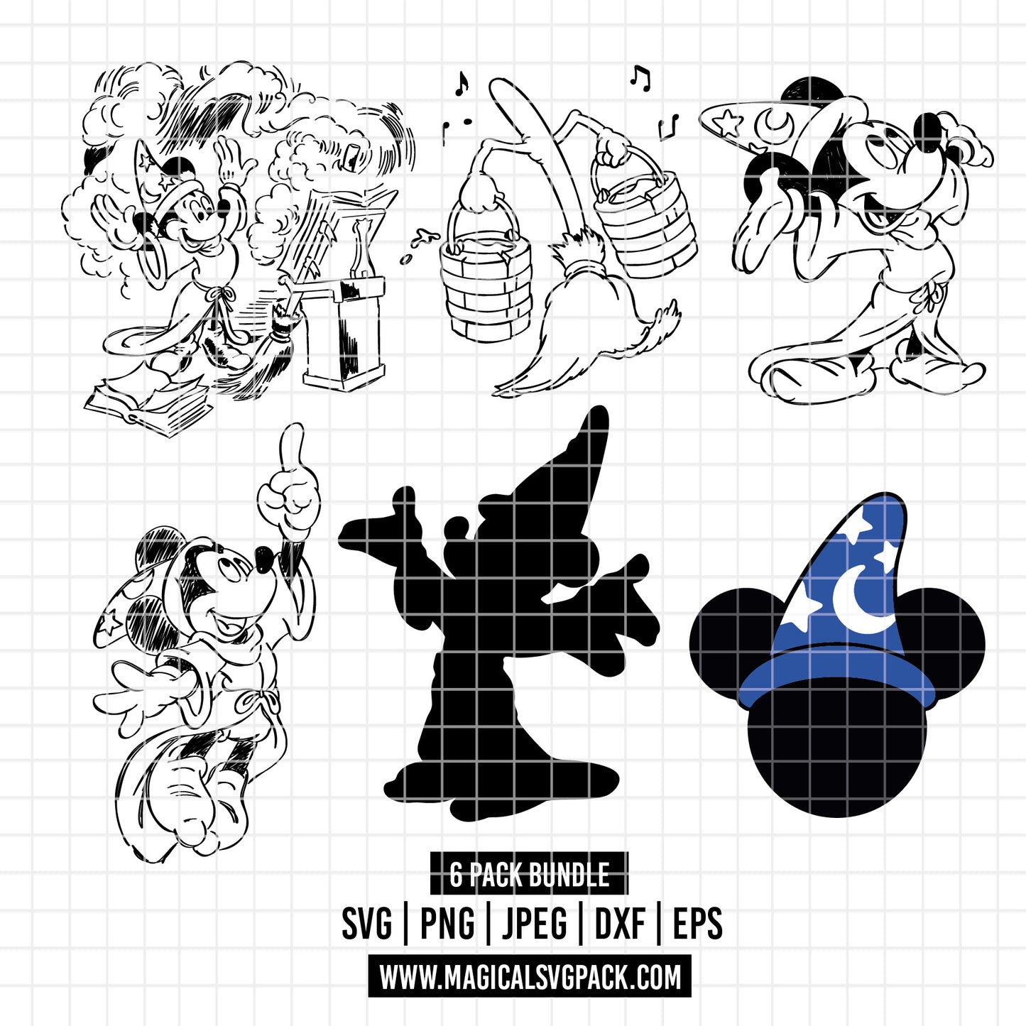 COD2190 - Mickey fantasy pack bundle, Disney clipart Svg, Png, Eps, Dxf, Jpeg, vector.