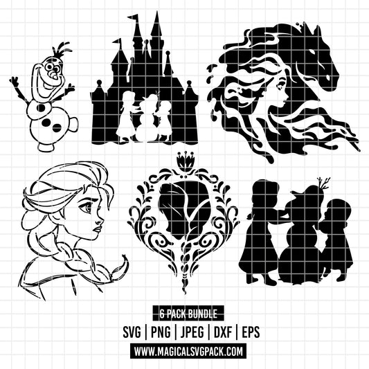 COD2191 - Frozen pack bundle, Disney princess clipart Svg, Png, Eps, Dxf, Jpeg, vector.