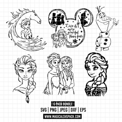 COD2193 - Frozen pack bundle, Disney princess clipart Svg, Png, Eps, Dxf, Jpeg, vector.