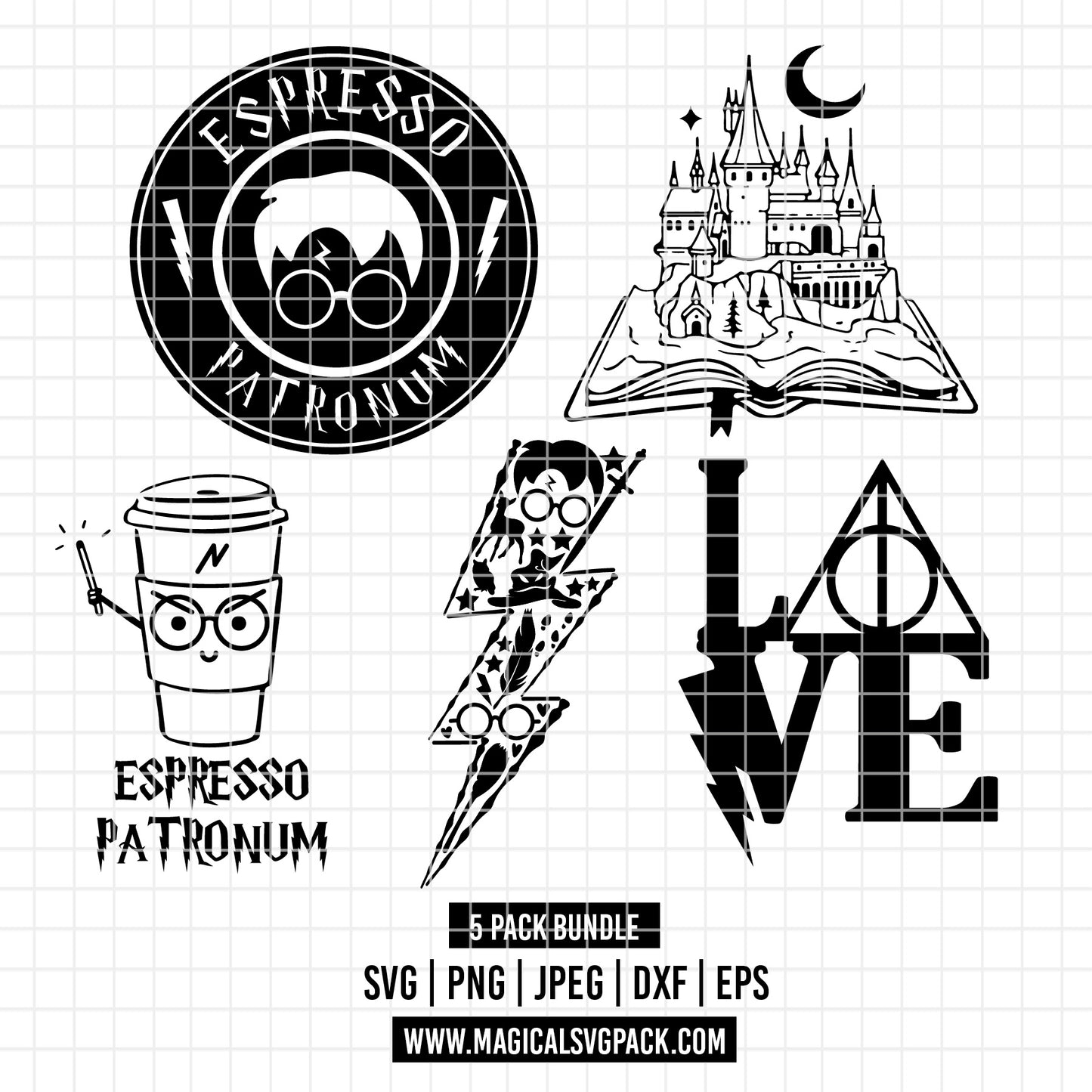 COD2195 - Harry Potter pack bundle, Disney clipart Svg, Png, Eps, Dxf, Jpeg, vector.