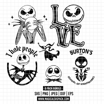 COD2197 - Jack Skellington, Nightmare Before Christmas pack bundle, Disney clipart Svg, Png, Eps, Dxf, Jpeg, vector.