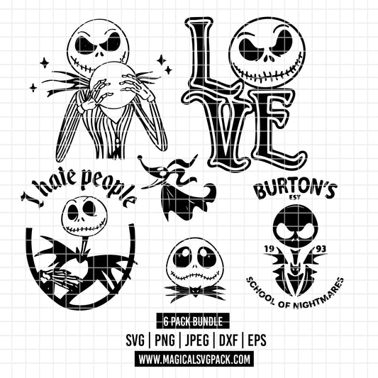 COD2197 - Jack Skellington, Nightmare Before Christmas pack bundle, Disney clipart Svg, Png, Eps, Dxf, Jpeg, vector.