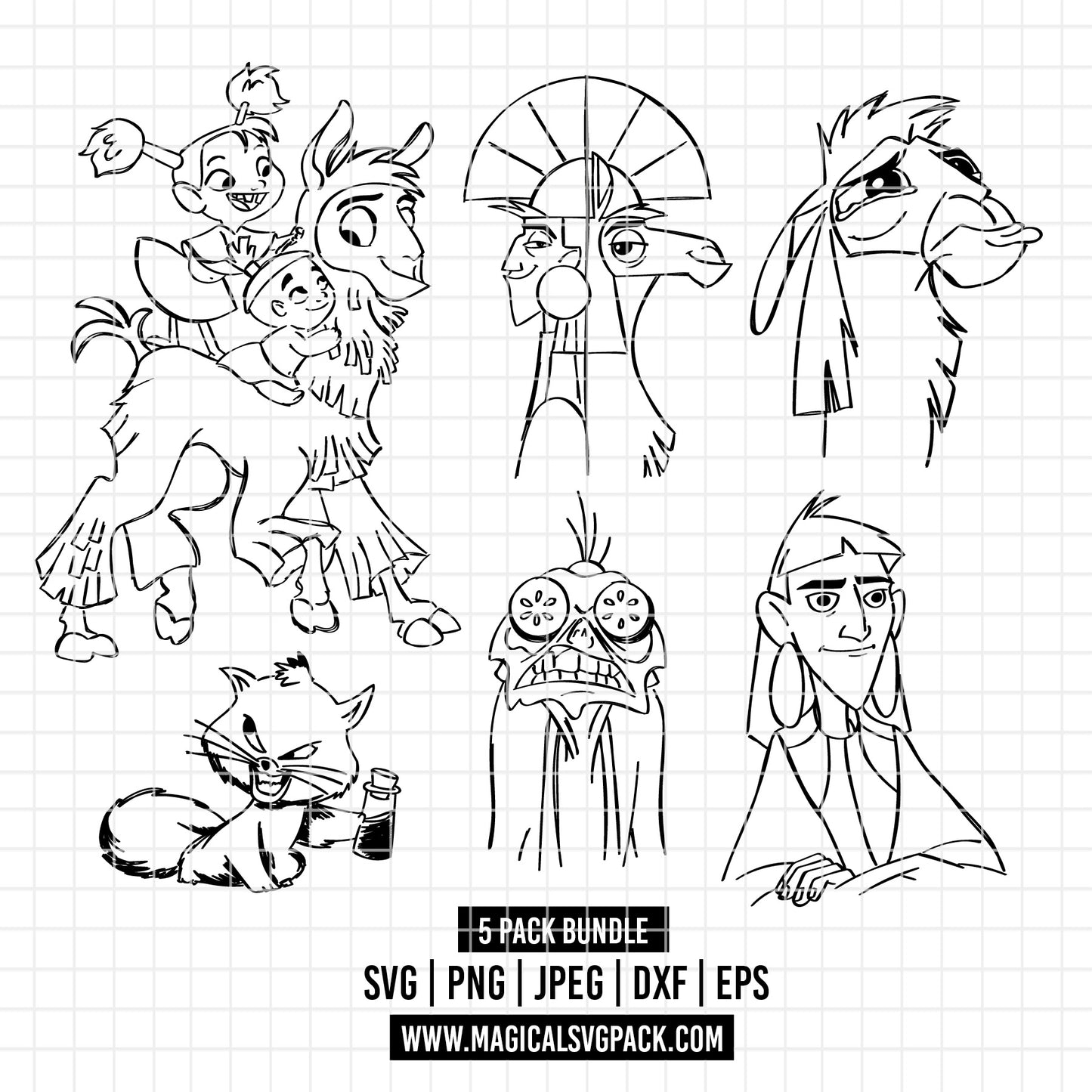 COD2199 - The Emperor's New Groove pack bundle, Disney clipart Svg, Png, Eps, Dxf, Jpeg, vector.