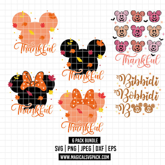 COD2203 - Mickey & Minnie Silhouettes Happy Halloween pack bundle, Disney Halloween clipart Svg, Png, Eps, Dxf, Jpeg, vector.