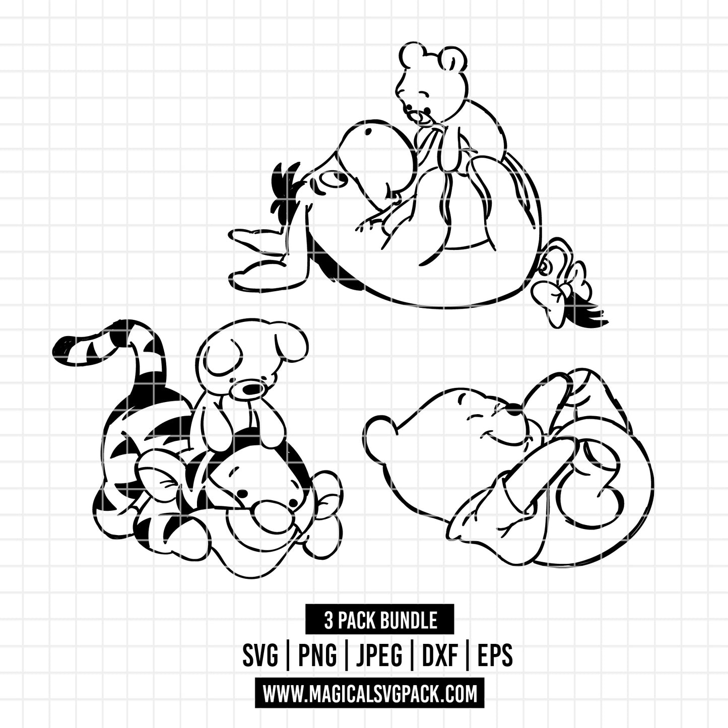 COD2223 - Baby characters from Winnie the Pooh and Friends pack bundle, Disney clipart Svg, Png, Eps, Dxf, Jpeg, vector.