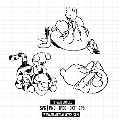 COD2223 - Baby characters from Winnie the Pooh and Friends pack bundle, Disney clipart Svg, Png, Eps, Dxf, Jpeg, vector.