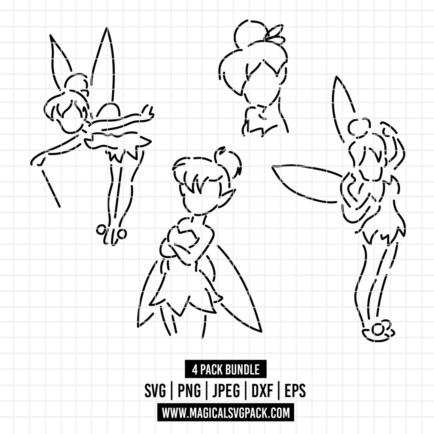 COD2224 - Tinker Bell pack bundle, Disney clipart Svg, Png, Eps, Dxf, Jpeg, vector.