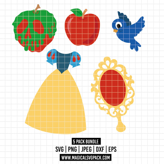 COD2319 - Snow White icons pack bundle, Disney clipart Svg, Png, Eps, Dxf, Jpeg, vector.