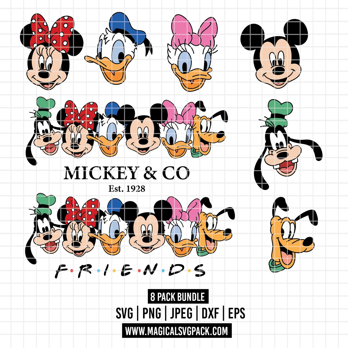 COD2327 - Disney Classics characters pack bundle, Disney Classics clipart Svg, Png, Eps, Dxf, Jpeg, vector.