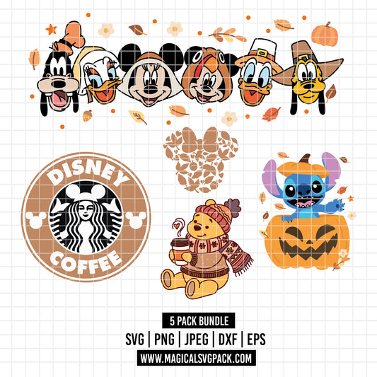 COD2330 - Disney Classics in autumn pack bundle, Disney Classics clipart Svg, Png, Eps, Dxf, Jpeg, vector.