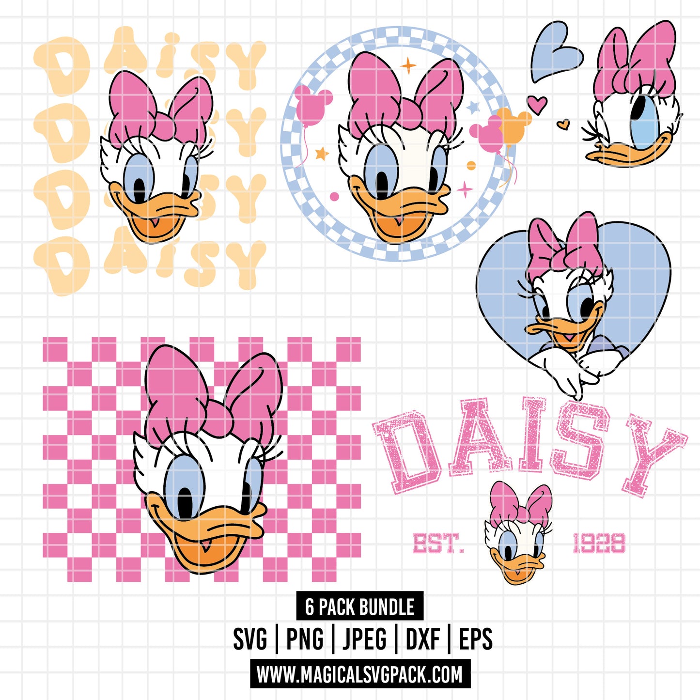 COD2332 - Daisy bundle, Disney clipart Svg, Png, Eps, Dxf, Jpeg, vector.