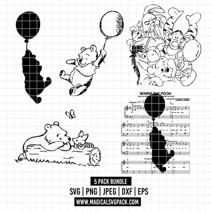 COD2339 - Winnie the Pooh and friends pack bundle, Disney clipart Svg, Png, Eps, Dxf, Jpeg, vector.