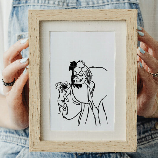 COD2340 - Cruella de Vil at 101 Dalmatians pack bundle, Disney clipart Svg, Png, Eps, Dxf, Jpeg, vector.