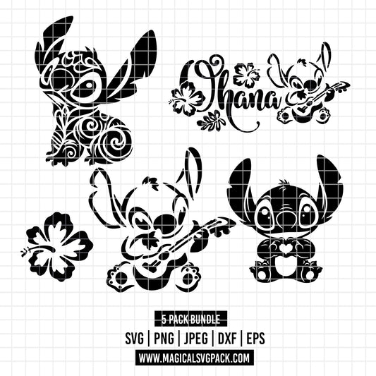 COD2385 - Stitch clipart pack bundle, Disney cliparts Svg, Png, Eps, Dxf, Jpeg, vector.
