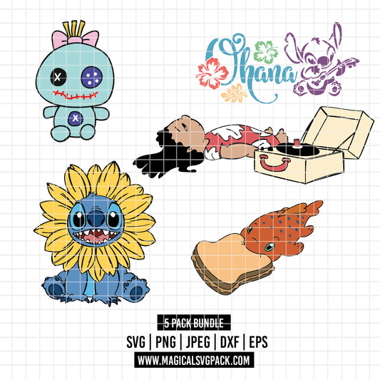 COD2387 - Lilo, Stitch & Scrump clipart pack bundle, Disney cliparts Svg, Png, Eps, Dxf, Jpeg, vector.