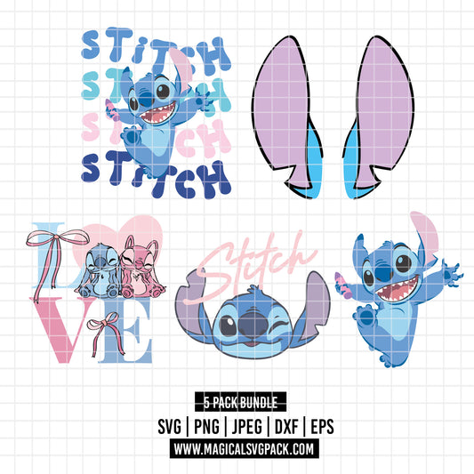 COD2393 - Stitch quotes clipart pack bundle, Disney cliparts Svg, Png, Eps, Dxf, Jpeg, vector.