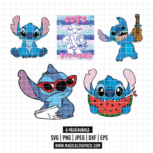 COD2394 - Stitch clipart pack bundle, Disney cliparts Svg, Png, Eps, Dxf, Jpeg, vector.