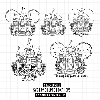 COD2399 - Disney Castle Magic Kingdom pack bundle, Disneyland clipart Svg, Png, Eps, Dxf, Jpeg, vector.