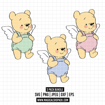 COD2456 - Baby Winnie the Pooh angels pack bundle, Disney clipart Svg, Png, Eps, Dxf, Jpeg, vector.