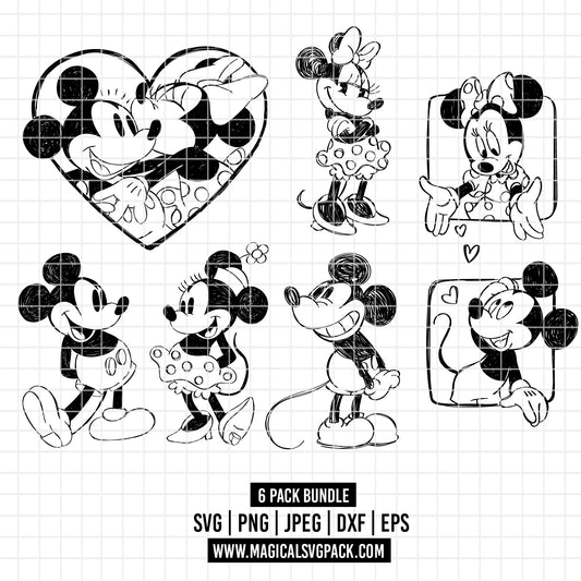 COD2504 - Mickey & Minnie loving pack bundle, Disney Valentine's day clipart Svg, Png, Eps, Dxf, Jpeg, vector.