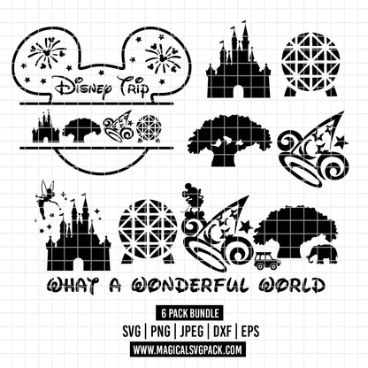 COD2508 - Disney trips pack bundle, Disney trips clipart Svg, Png, Eps, Dxf, Jpeg, vector.