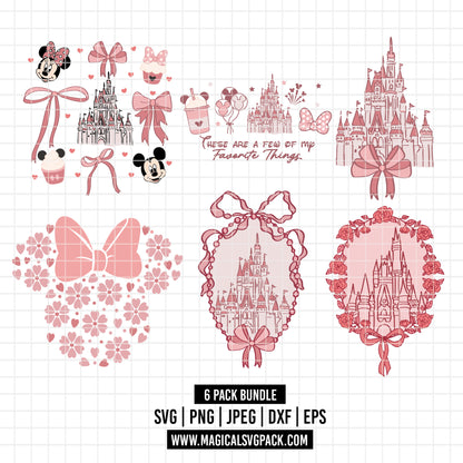 COD2509 - Disney Castle in frames pack bundle, Disneyland clipart Svg, Png, Eps, Dxf, Jpeg, vector.