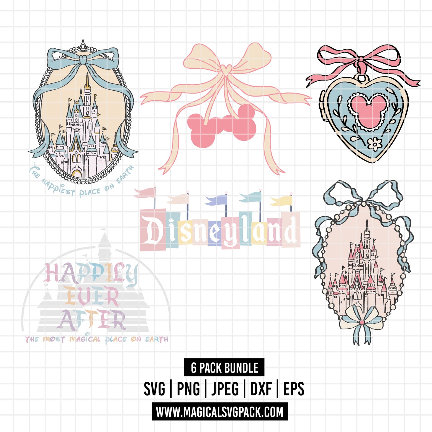 COD2512 - Disneyland trips pack bundle, Disney trips clipart Svg, Png, Eps, Dxf, Jpeg, vector.