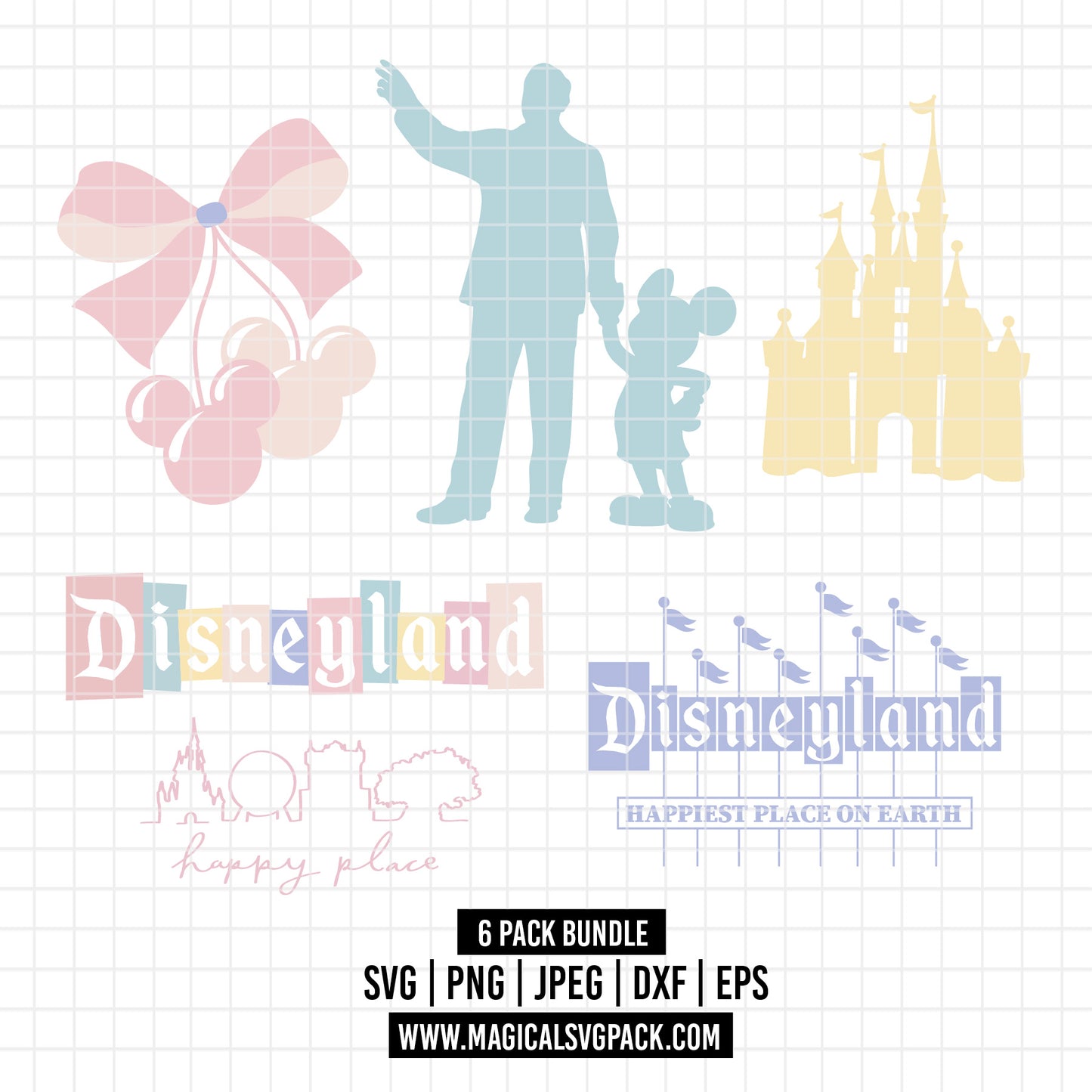 COD2513 - Disneyland trips pack bundle, Disney trips clipart Svg, Png, Eps, Dxf, Jpeg, vector.