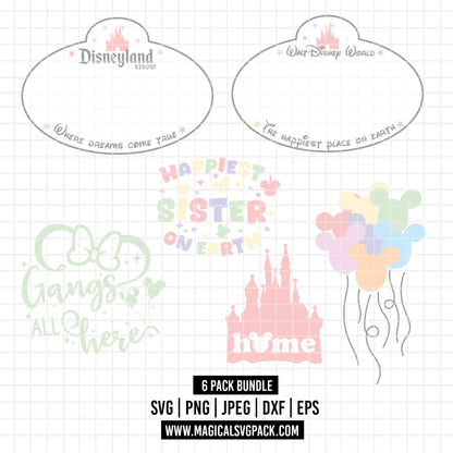 COD2514 - Disneyland trips pack bundle, Disney trips clipart Svg, Png, Eps, Dxf, Jpeg, vector.