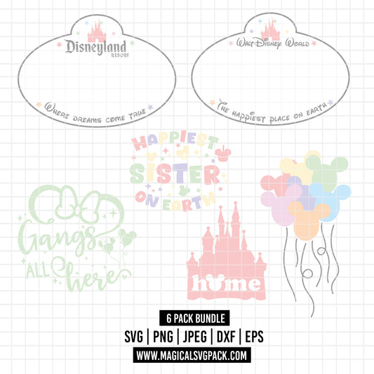 COD2514 - Disneyland trips pack bundle, Disney trips clipart Svg, Png, Eps, Dxf, Jpeg, vector.