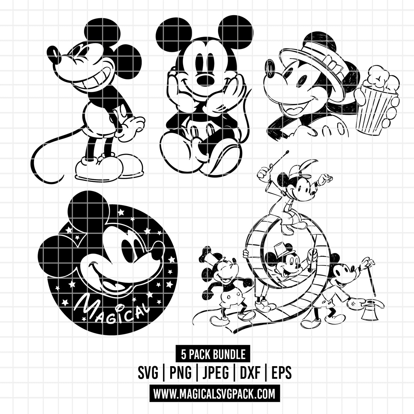 COD2516 - Mickey pack bundle, Disney clipart Svg, Png, Eps, Dxf, Jpeg, vector.