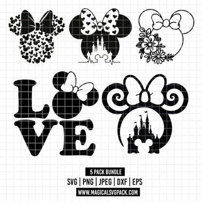 COD2518 - Minnie icons & silhouettes pack bundle, Disney Classics clipart Svg, Png, Eps, Dxf, Jpeg, vector.