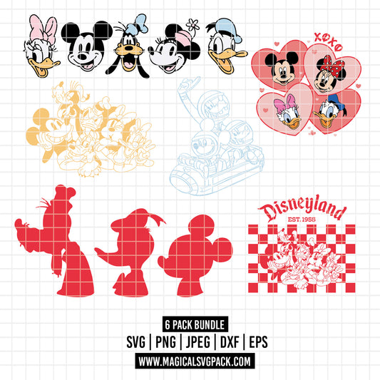 COD2519 - Disney Classics characters silhouettes pack bundle, Disney Classics clipart Svg, Png, Eps, Dxf, Jpeg, vector.