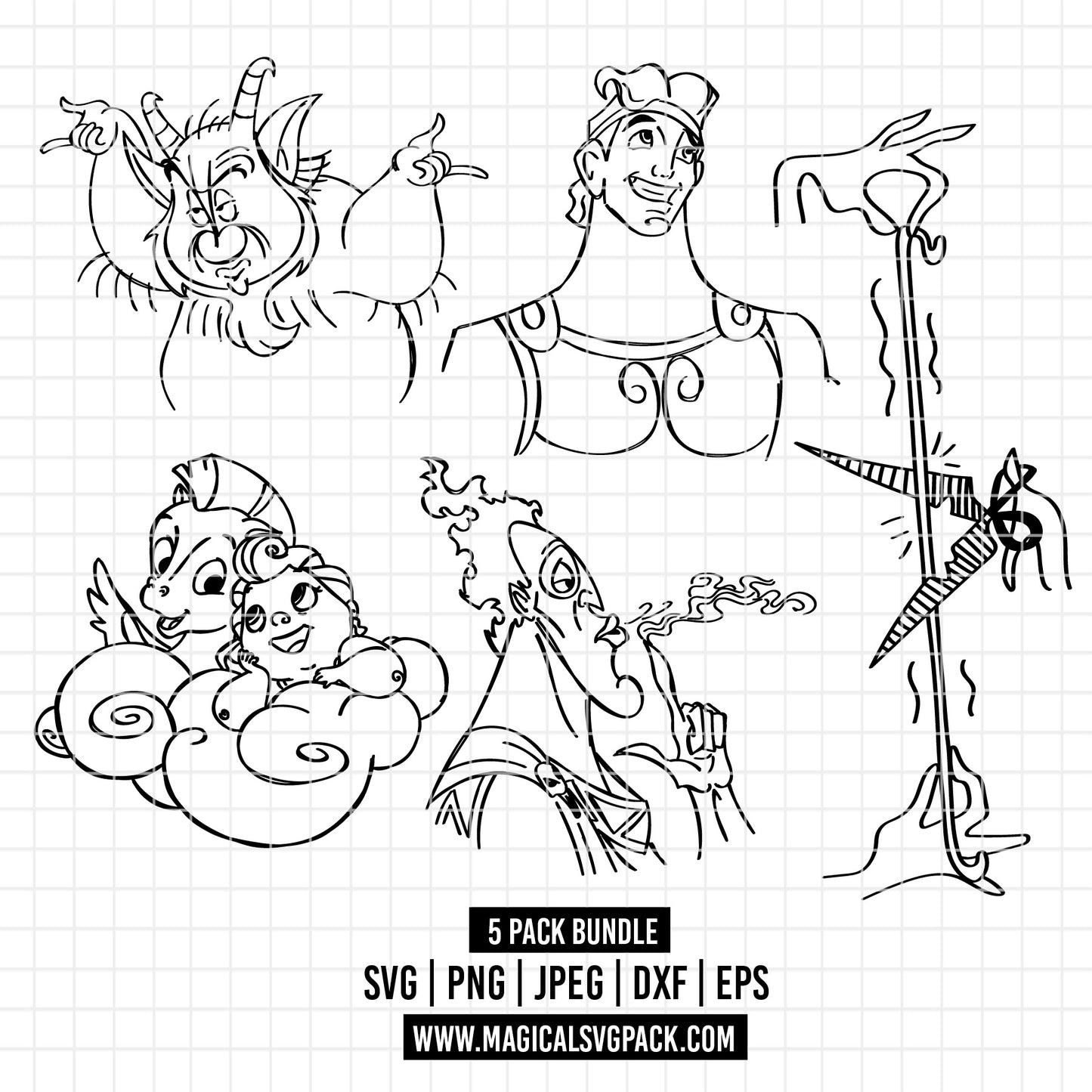 COD2522 - Hercules pack bundle, Disney Classics clipart Svg, Png, Eps, Dxf, Jpeg, vector.
