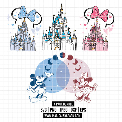 COD2525 - Disney Castle pack bundle, Disneyland clipart Svg, Png, Eps, Dxf, Jpeg, vector.