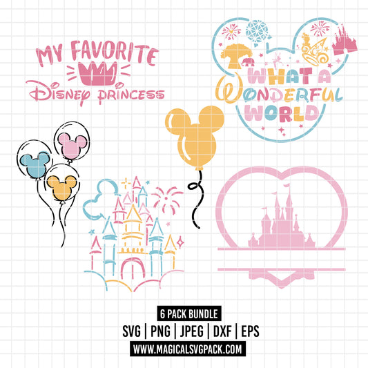 COD2526 - Disneyland trips pack bundle, Disney trips clipart Svg, Png, Eps, Dxf, Jpeg, vector.