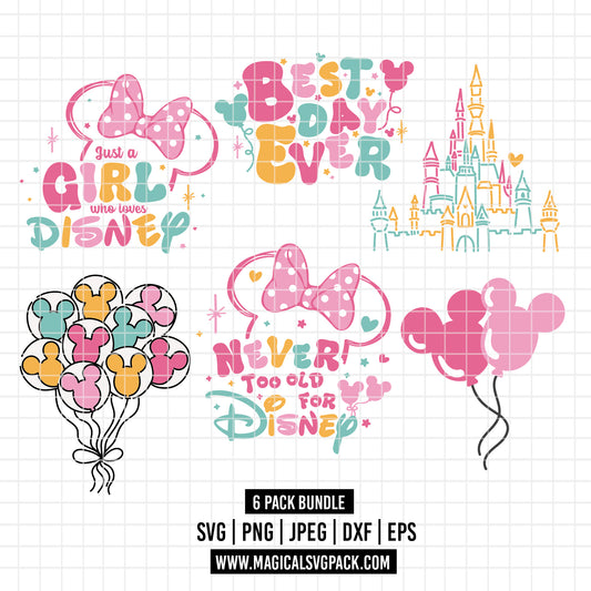 COD2527 - Disneyland trips pack bundle, Disney trips clipart Svg, Png, Eps, Dxf, Jpeg, vector.
