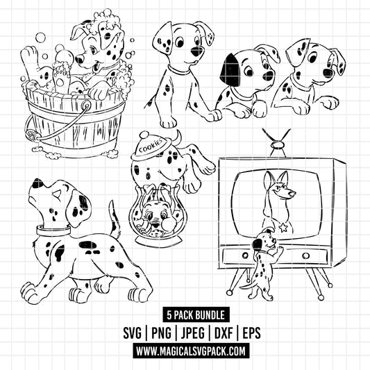 COD2528 - 101 Dalmatians pack bundle, Disney clipart Svg, Png, Eps, Dxf, Jpeg, vector.