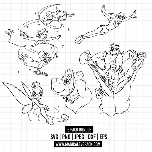 COD2539 - Peter pan's word pack bundle, Disney clipart Svg, Png, Eps, Dxf, Jpeg, vector.