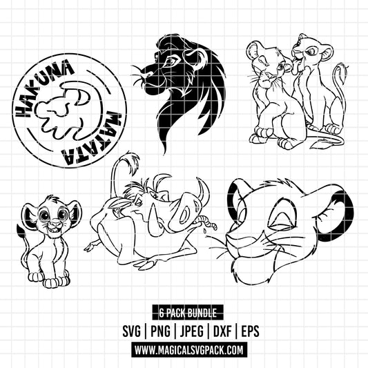 COD2543 - The Lion king characters line art pack bundle, Disney clipart Svg, Png, Eps, Dxf, Jpeg, vector.
