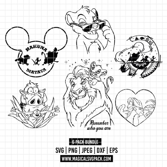 COD2546 - The Lion king characters line art pack bundle, Disney clipart Svg, Png, Eps, Dxf, Jpeg, vector.
