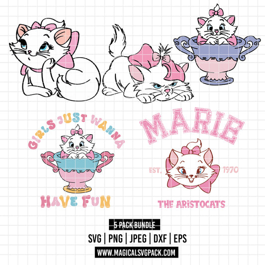 COD2547 - Kitten Marie, The aristocats pack bundle, Disney clipart Svg, Png, Eps, Dxf, Jpeg, vector.