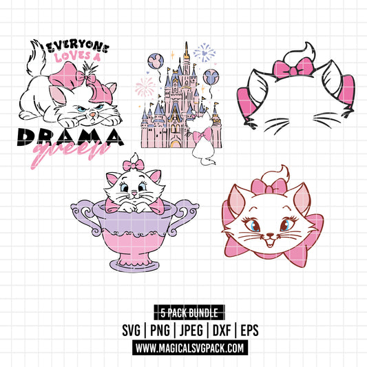 COD2548 - Kitten Marie, The aristocats pack bundle, Disney clipart Svg, Png, Eps, Dxf, Jpeg, vector.