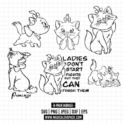 COD2549 - Kitten Marie, The aristocats pack bundle, Disney clipart Svg, Png, Eps, Dxf, Jpeg, vector.