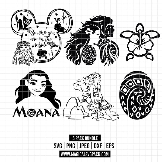COD2608 - Moana icons & quotes pack bundle, Disney princess clipart Svg, Png, Eps, Dxf, Jpeg, vector.