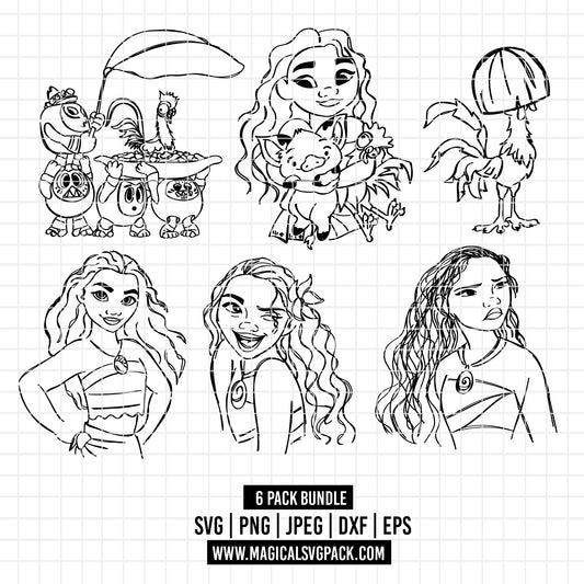 COD2610 - Moana pack bundle, Disney princess clipart Svg, Png, Eps, Dxf, Jpeg, vector.