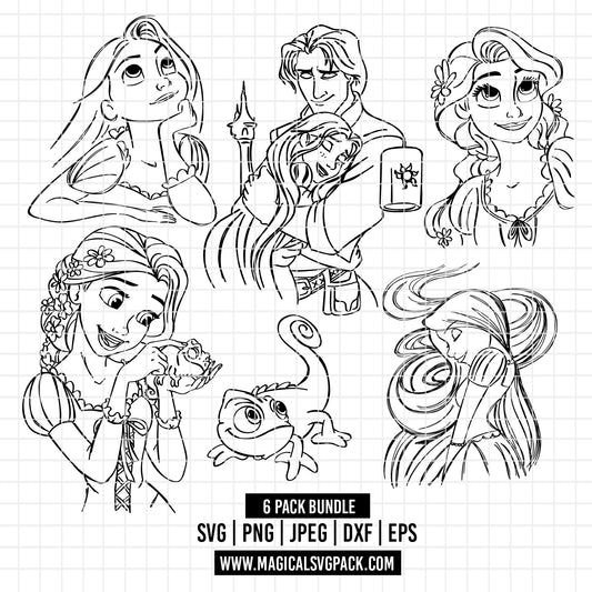 COD2744 - Tangled pack bundle, Disney princess clipart Svg, Png, Eps, Dxf, Jpeg, vector.