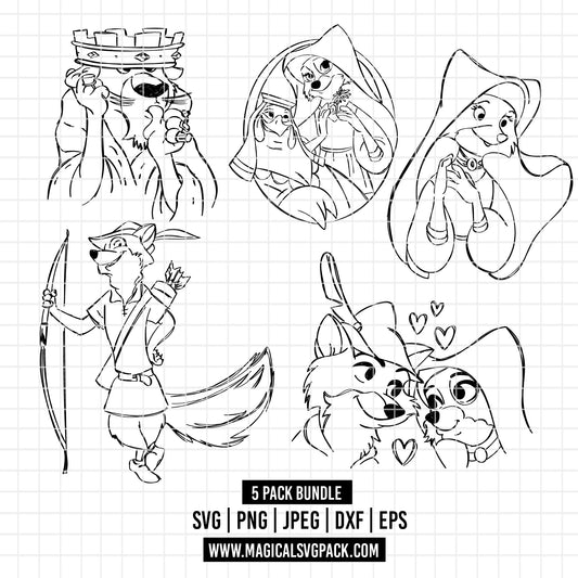 COD2746 - Robin Hood pack bundle, Disney clipart Svg, Png, Eps, Dxf, Jpeg, vector.