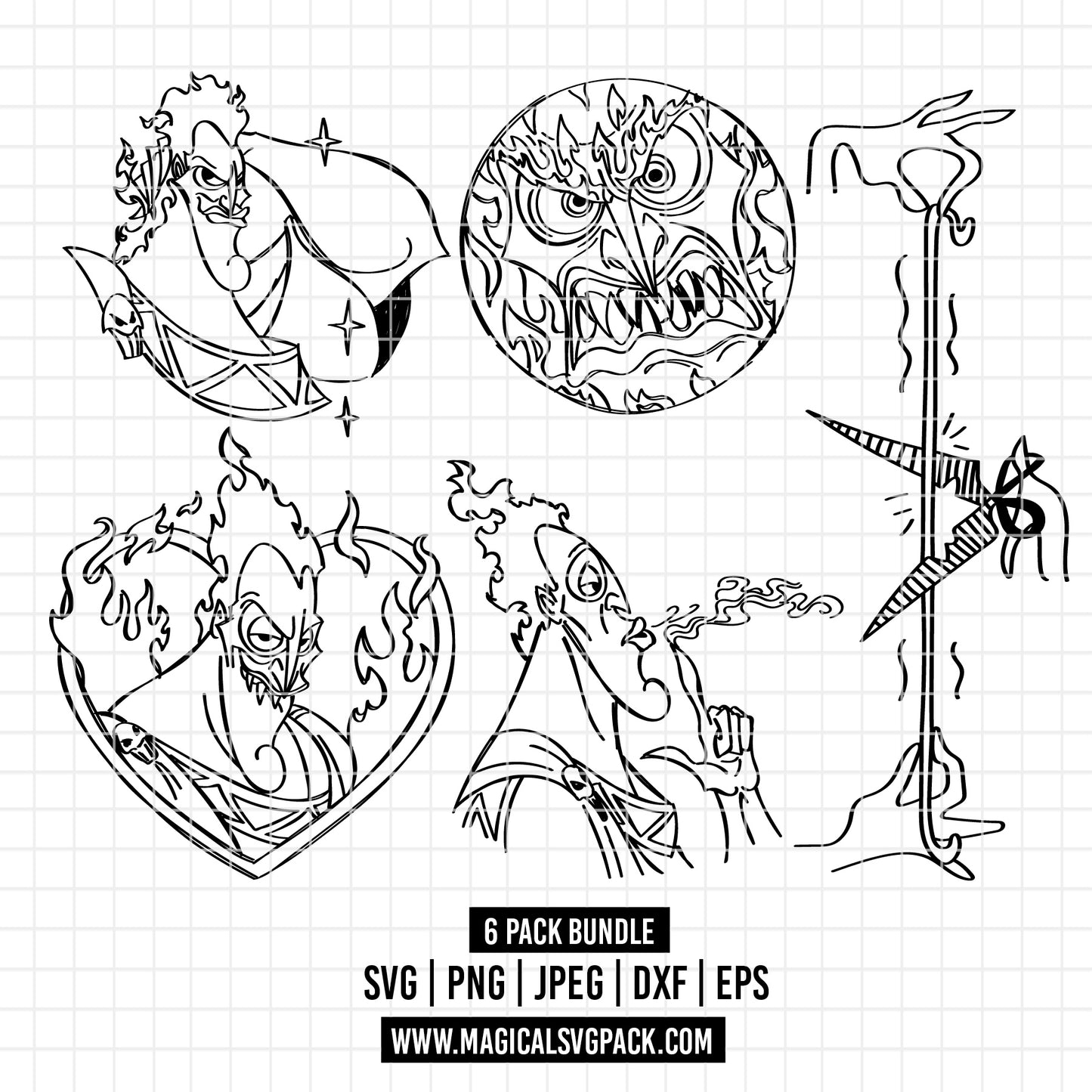 COD2749 - Hades From Hercules pack bundle, Disney Classics clipart Svg, Png, Eps, Dxf, Jpeg, vector.